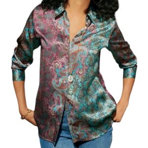 Soft Surrounding 100% Silk Lilit Blouse Size L  NWOT